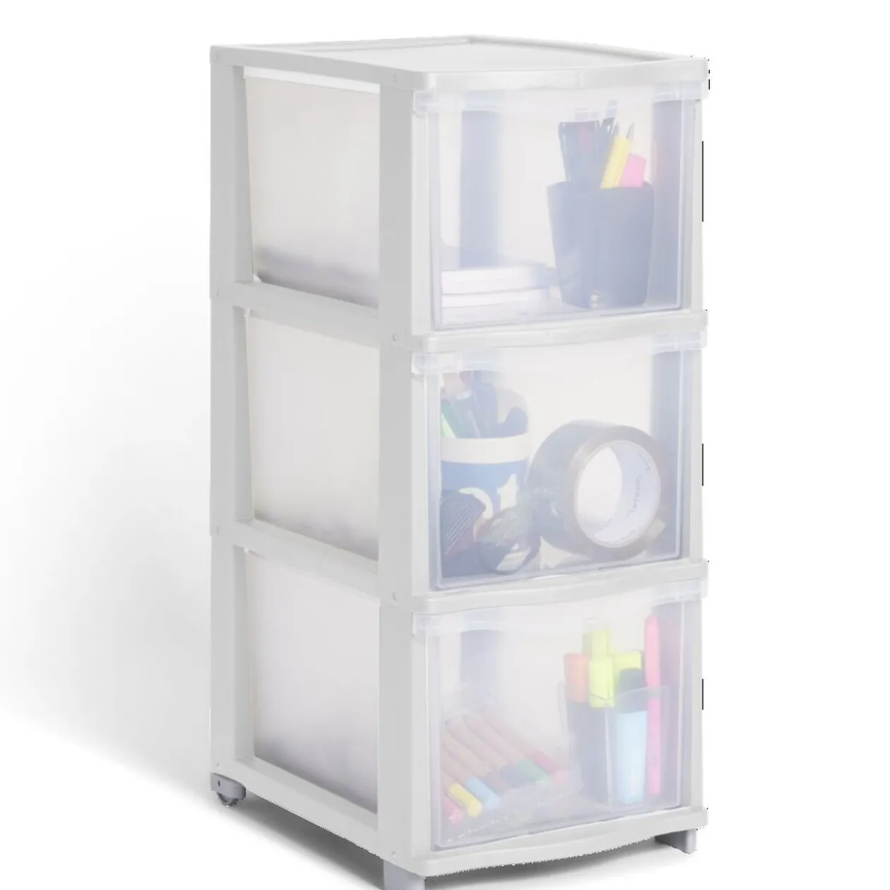 Tour de rangement 5 tiroirs plastique blanc 37x27xH103cm