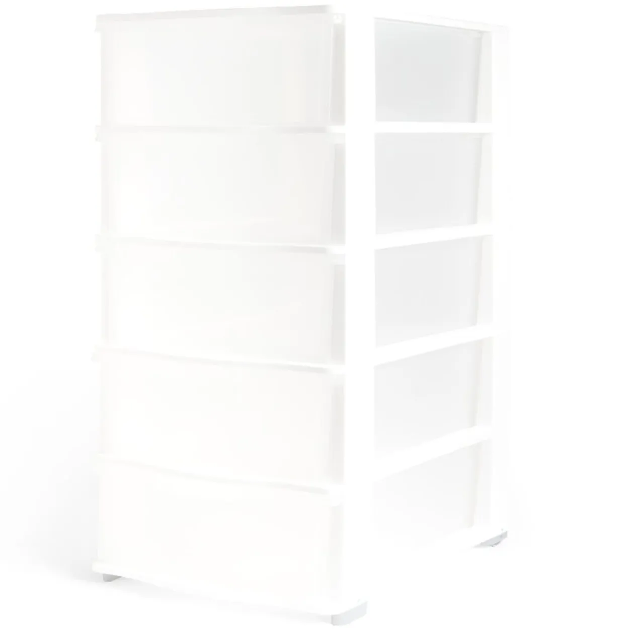 Tour de rangement 5 tiroirs plastique blanc 37x27xH103cm