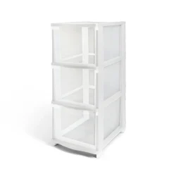 Tour de rangement 5 tiroirs plastique blanc 37x27xH103cm