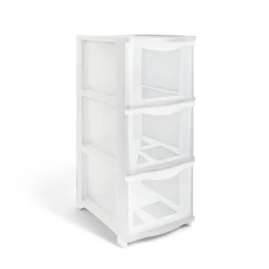 Tour de rangement 5 tiroirs plastique blanc 37x27xH103cm