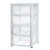Tour de rangement 4 tiroirs plastique blanc 37x27xH82,7cm