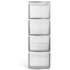 Tour de rangement 4 tiroirs plastique gris 37x27xH82,7cm