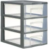 Tour de rangement A5 3 tiroirs grise et transparente 6 L