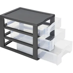 Tour de rangement A4 3 tiroirs noir et transparent 12 L