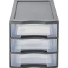 Tour de rangement A4 3 tiroirs grise et transparente 12L