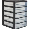 Tour de rangement plastique 5 tiroirs A6 noir