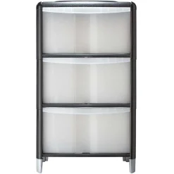 Tour de rangement transparente et noire 3 tiroirs 20L