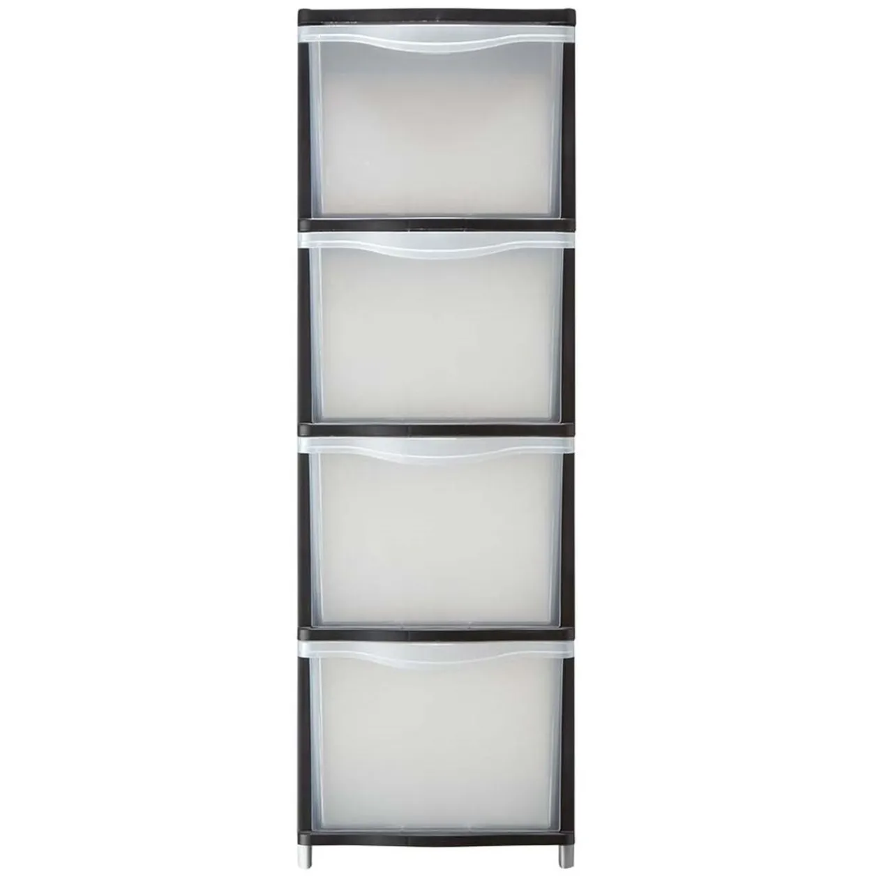 Tour de rangement transparente et noire 4 tiroirs 13,5L