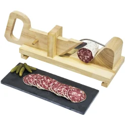 Trancheuse à saucisson coulissant avec plateau ardoise