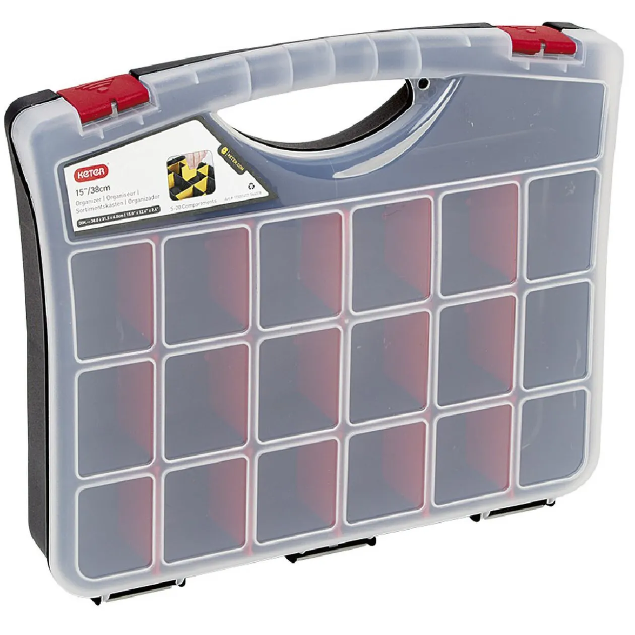 Valisette brico 18 compartiments transparente et noire