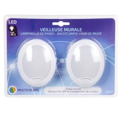 Veilleuse murale à led multicolore x2