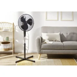 Ventilateur sur pied - 3 vitesses - 45W - Noir
