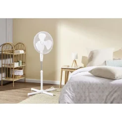 Ventilateur sur pied - 3 vitesses - 50W - blanc