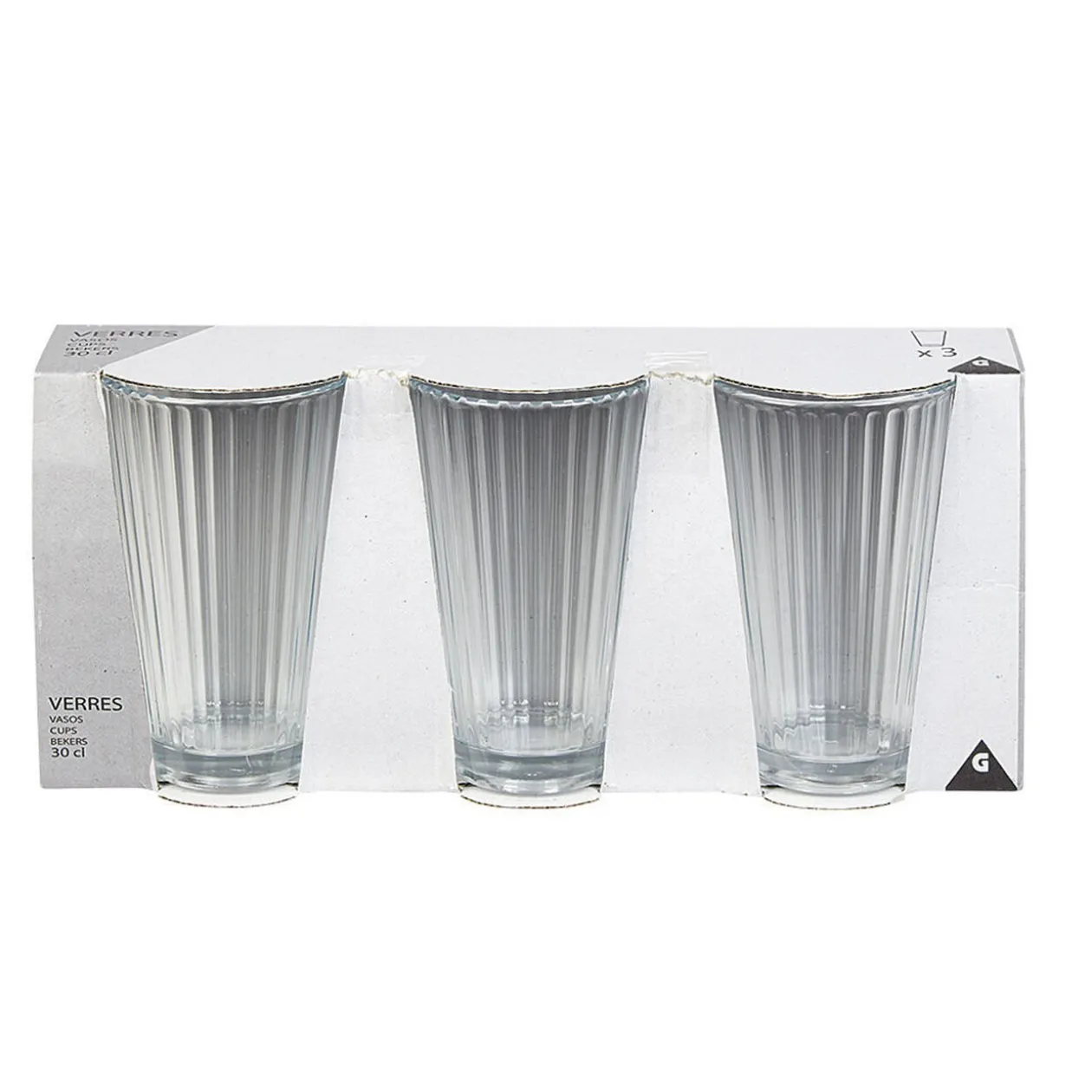 Verre à eau embossé transparent 32,5 cl x3