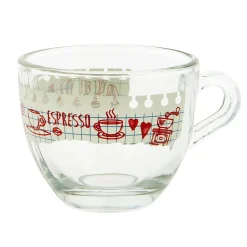 Verre à expresso 7,5 cl transparent motif bloc note petit déjeuner