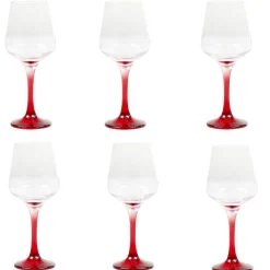 Verre à vin pied rouge translucide x6
