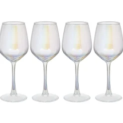 Verre à vin transparent irisé x4