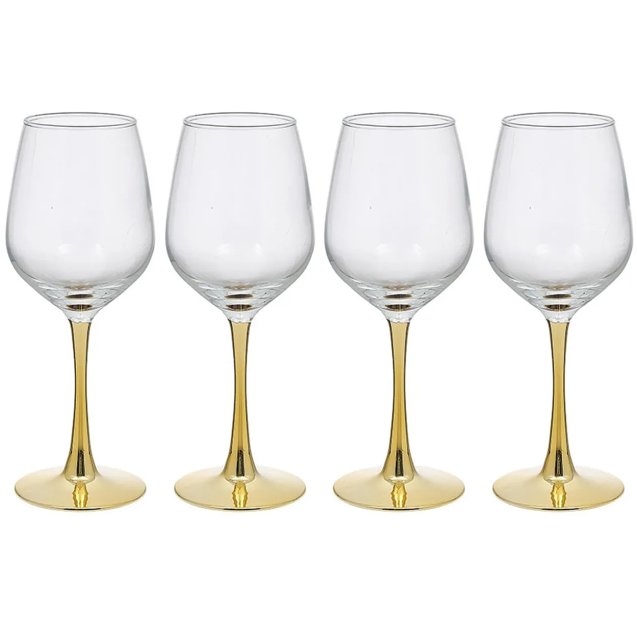 Verre à vin transparent pied doré x4