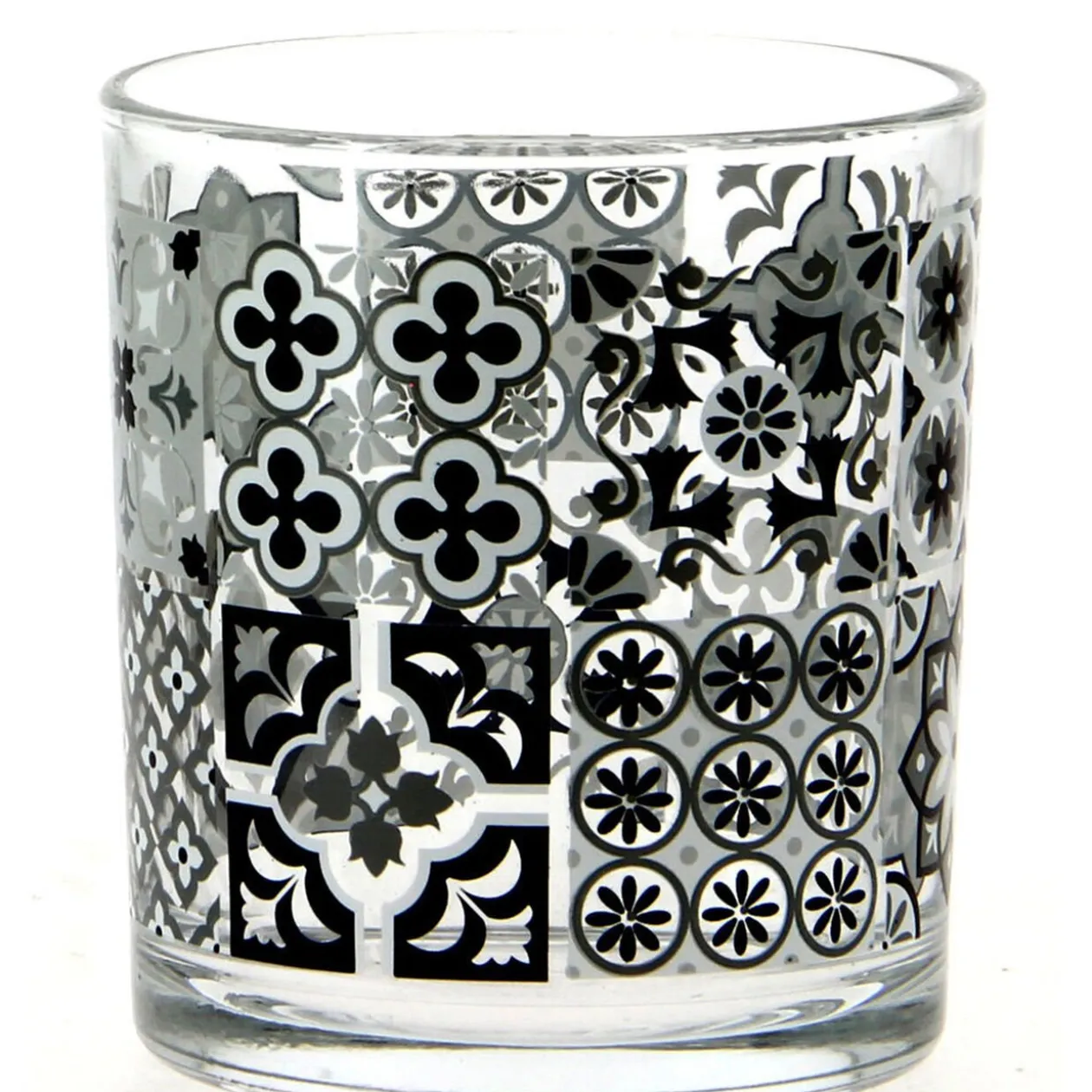 Verre bas motif carreaux de ciment x 3