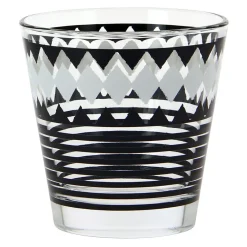 Verre bas motif graphique noir gris x 3