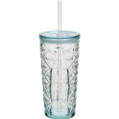 Verre Coca-Cola verre transparent avec couvercle et paille