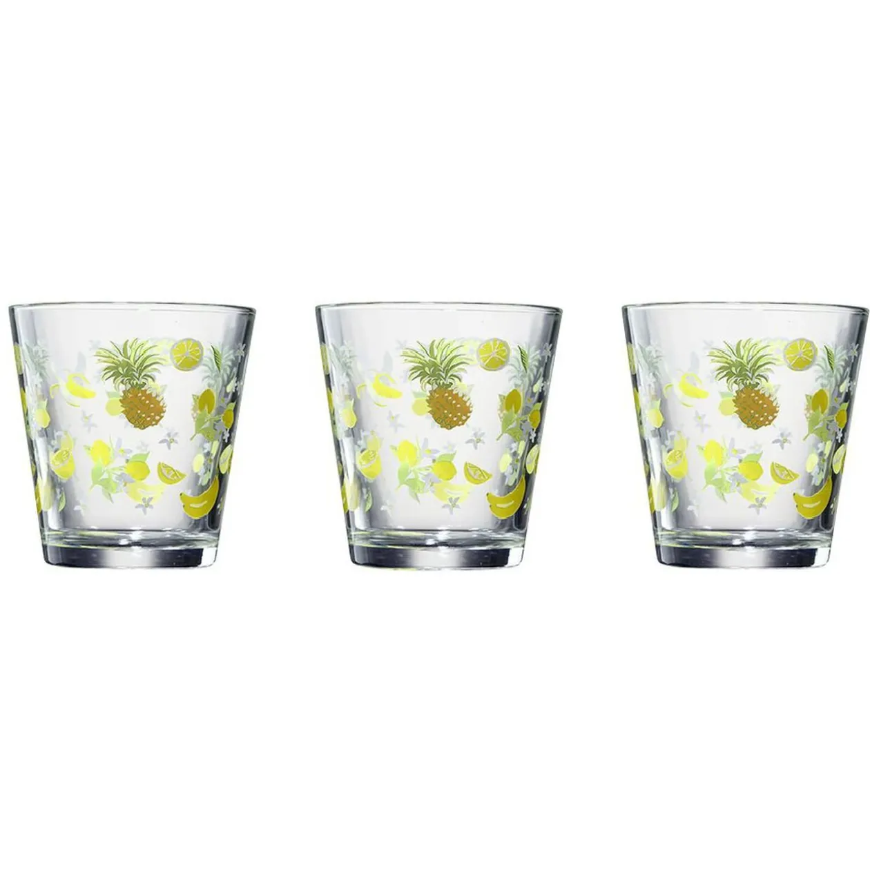 Verre conique bas motif exotique 25,5 cl x3