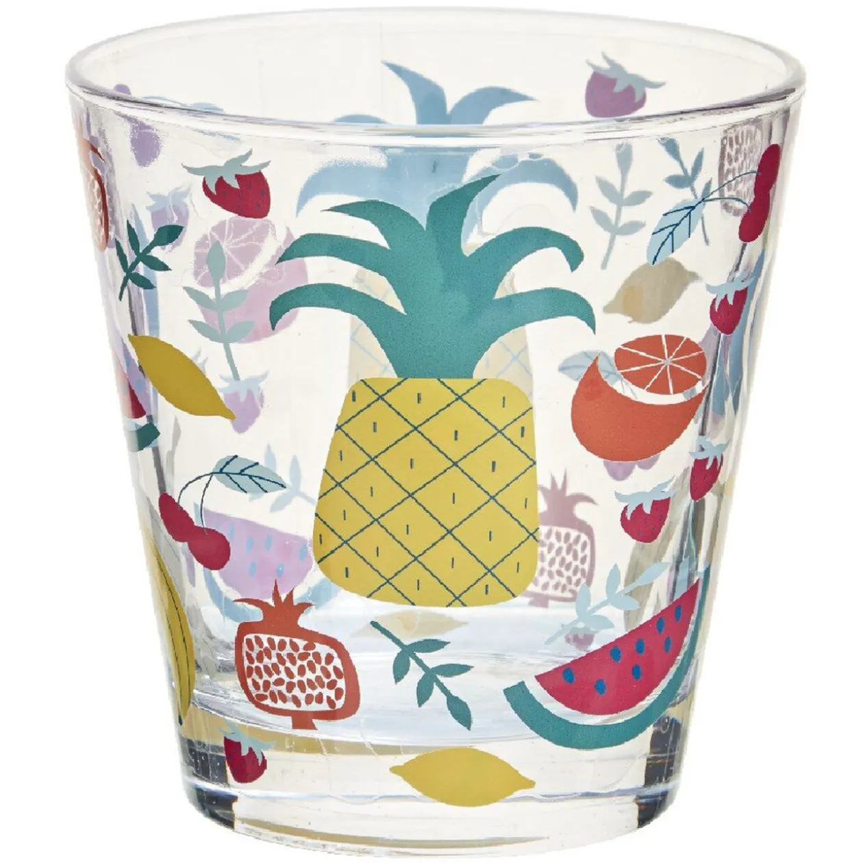 Verre gobelet transparent déco fruits exotiques x 3