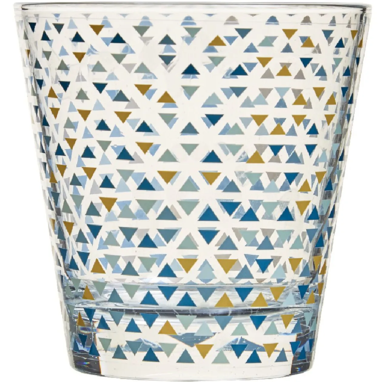 Verre gobelet transparent déco triangles multicolore x 3