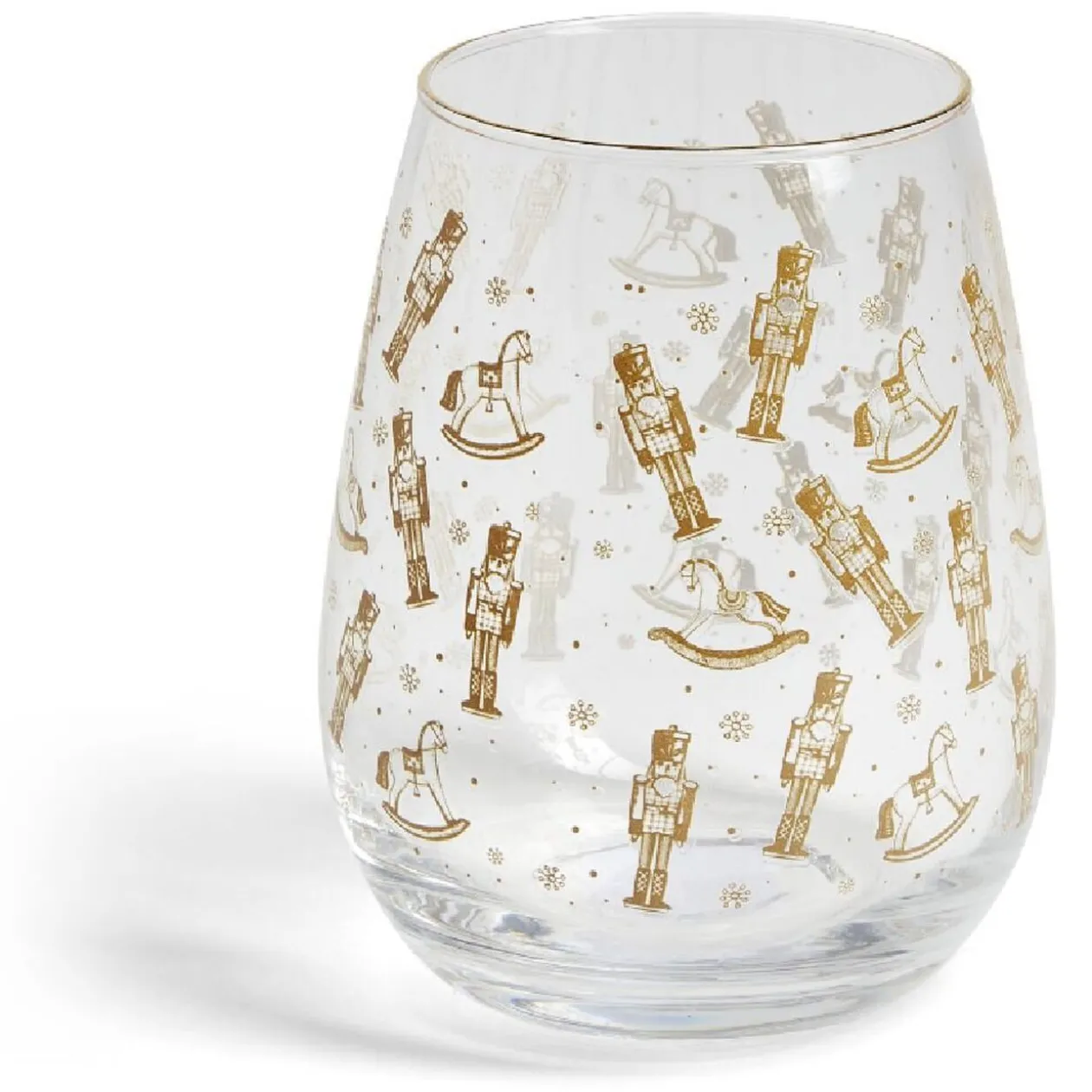 Verre transparent motif Noël doré 46cl - 2 modèles