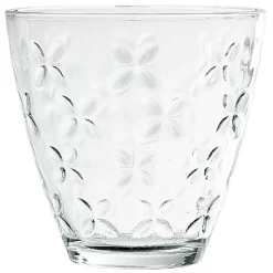 Verre transparent motif relief fleur x12
