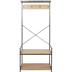 Vestiaire métal et bois 4 crochets 2 niveaux 1 étagère