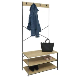 Vestiaire métal et bois 3 étagères 4 crochets L80x40xH170cm
